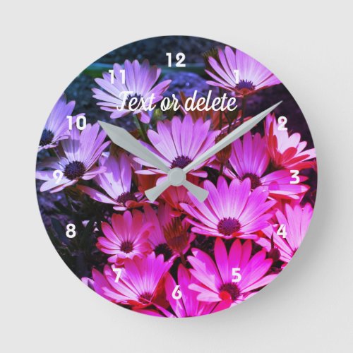 Pink African Daisy Flowers Abstract Personalized Round Clock