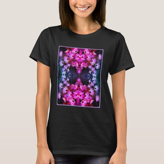 Pink African Daisy Flowers Abstract Tinted T-Shirt (Front)