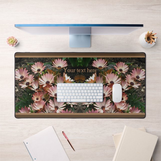 Pink African Daisy Flowers Personalized Desk Mat (Office 1)