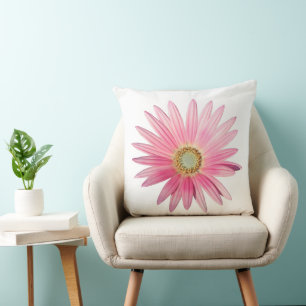 Pink African Daisy Throw Pillow