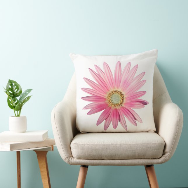 Pink African Daisy Throw Pillow (Chair)