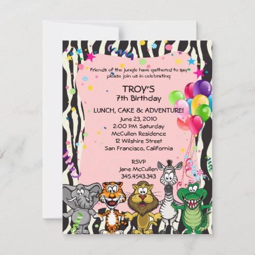 Pink African Safari Girls Birthday Party Invitati Invitation