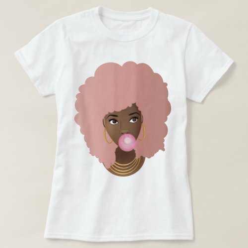 Pink Afro Popping Pink Bubble Gum T_Shirt