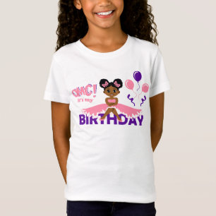 Pink Afro Puff Birthday Girl Shirt