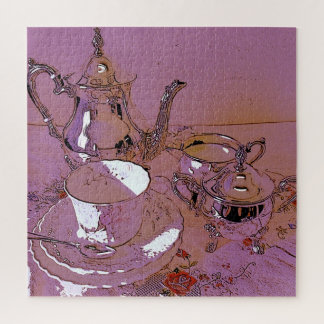 Pink afternoon tea set jigsaw puzzle