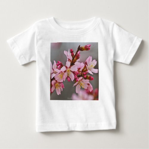 Pink Against A Gray Sky Japanese Cherry Blossoms Baby T_Shirt