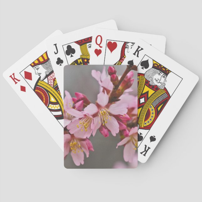 Pink Against A Gray Sky Japanese Cherry Blossoms Poker Cards (Back)