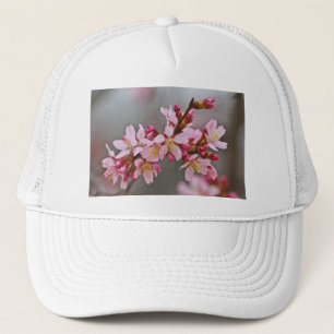Pink Against A Gray Sky Japanese Cherry Blossoms Trucker Hat