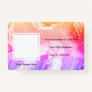 Pink Agate Art Photo Text Templates Employee Badge
