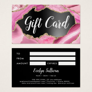 Pink Agate Black Foil Gift Card