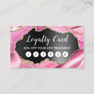 pink agate black foil loyalty card
