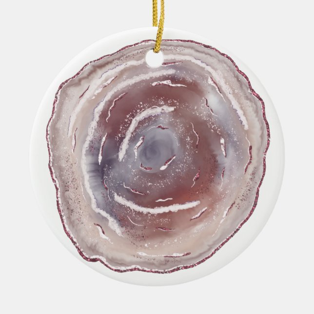 Pink Agate  Ceramic Ornament (Front)