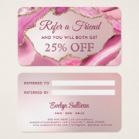 Pink Agate Faux Foil Referral Card