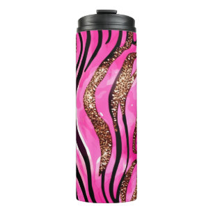 Pink Agate Glitter Thermal Tumbler 12oz