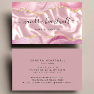 Pink Agate Gold Glitter Luxury Stylist Business Card