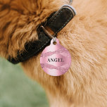 Pink agate marble name dog pet ID tag<br><div class="desc">Blush pink,  metallic looking and agate,  marble stone print.  Personalize and add a name on the front,  phone number on the back.</div>