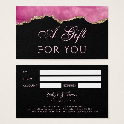 Pink Agate on Black Gift Card