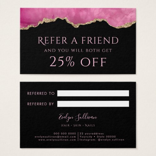 pink agate Referral Card