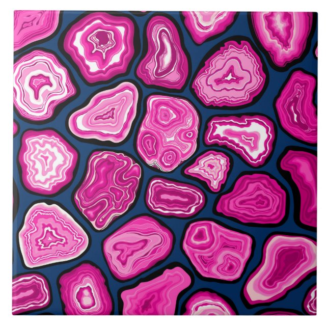 Pink agate slices ceramic tile (Front)