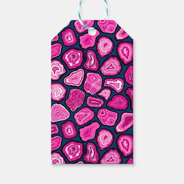 Pink agate slices gift tags (Front)