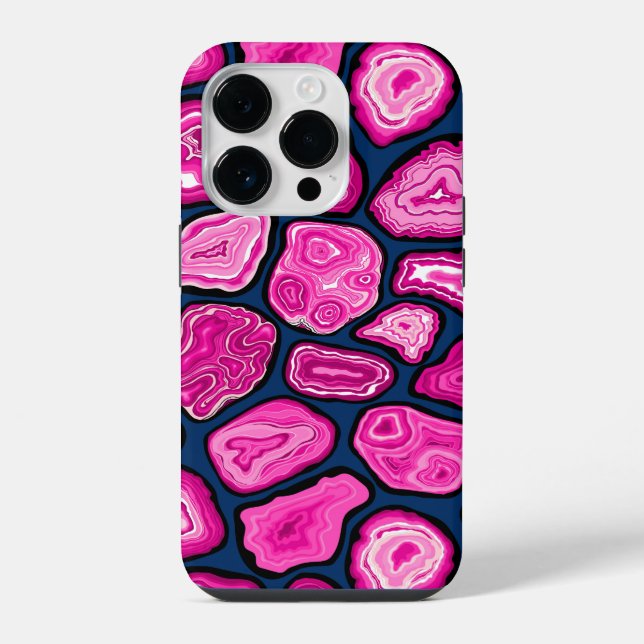 Pink agate slices iphone case (Back)