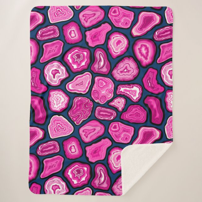 Pink agate slices sherpa blanket (Front)