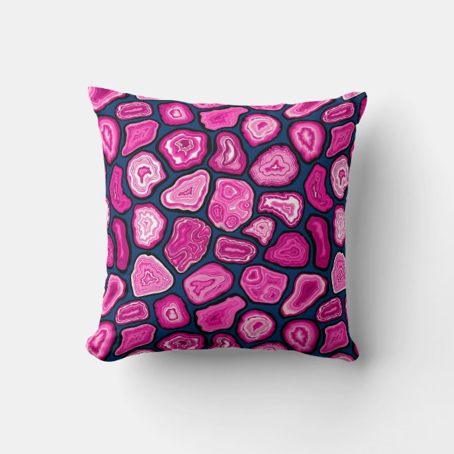 Pink agate slices throw pillow (Front)