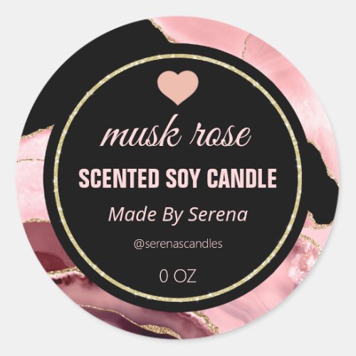 Pink Agate Soy Candle Labels
