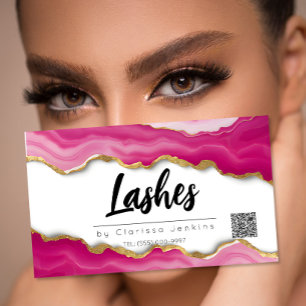 pink agate Trendy Modern Lash Extensions Beauty Business Card Magnet