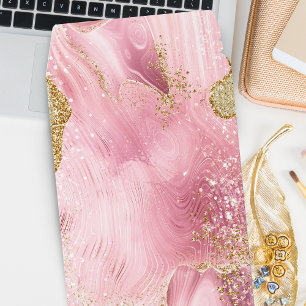 Pink Agate w/Faux Gold Glitter Envelope Mailers
