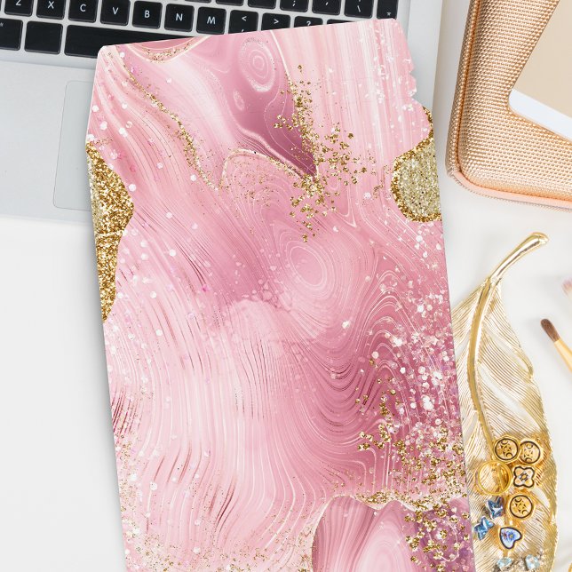 Pink Agate w/Faux Gold Glitter Envelope Mailers (Creator Uploaded)