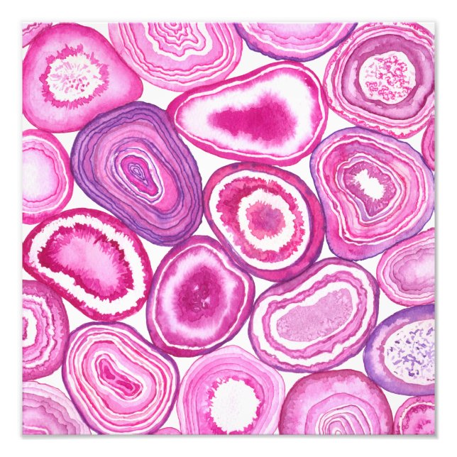 Pink agate watercolor photo print (Front)