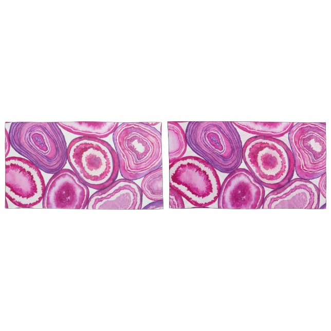 Pink agate watercolor pillow case (Back-Set)