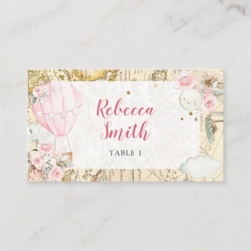 Pink Air Balloon Isnt she Onerderful Birthday Place Card