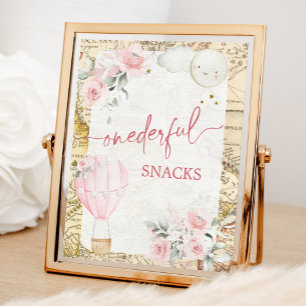 Pink Air Balloon Isn't she Onerderful Snacks Sign