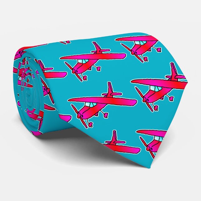 Pink airplane aeroplane aircraft plane tie ties (Rolled)