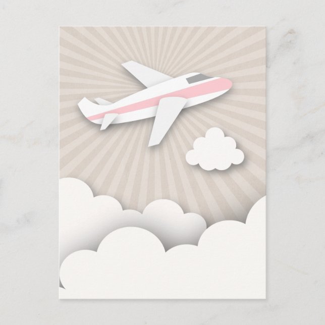 Pink Airplane Birthday Party Postcard (Front)