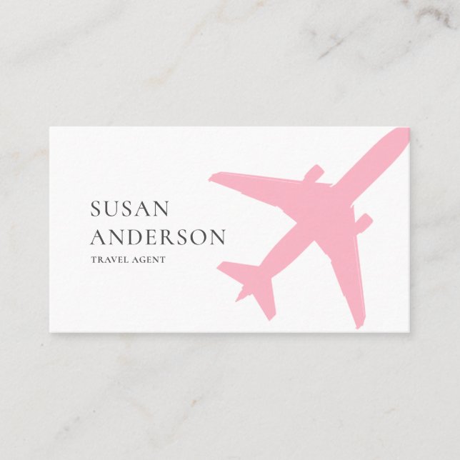 Pink Airplane Business Card (Front)