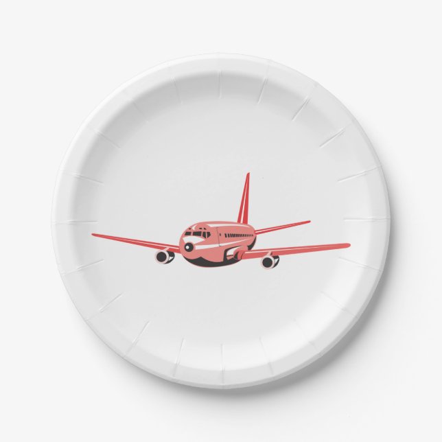 Pink Airplane Paper Plates (Front)