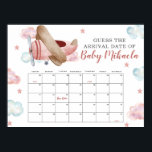 Pink Airplane Shower Guess Baby Due Date Calendar Poster<br><div class="desc">Pink Airplane Baby Shower Guess Baby Due Date Calendar Poster.</div>