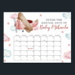 Pink Airplane Shower Guess Baby Due Date Calendar Poster<br><div class="desc">Pink Airplane Baby Shower Guess Baby Due Date Calendar Poster.</div>