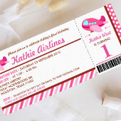 Pink Airplane Ticket Birthday Party Invitation