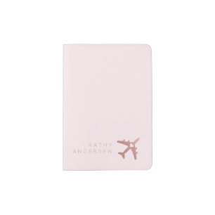 Pink Airplane w Heart Love to Travel Passport Holder