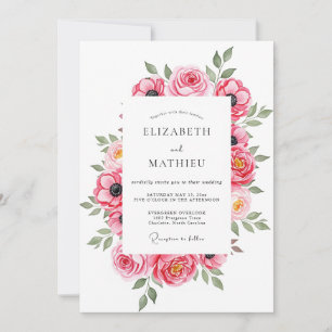 Pink Airy Spring Wedding Invitation