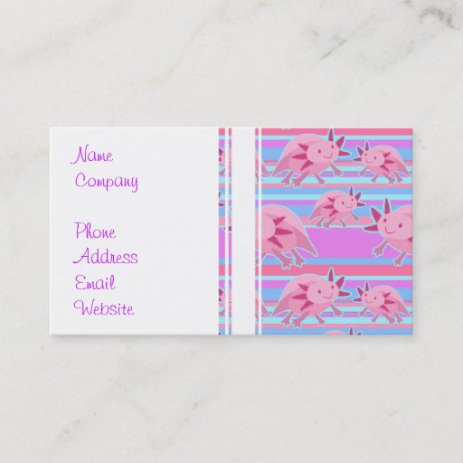 Customizable Pink Albino Axolotl Pattern Business Card