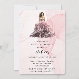 Pink Alcohol Ink Bride Bachelorette Party Invitation