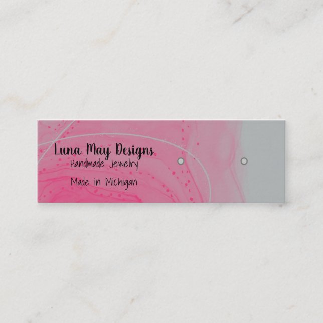 Pink Alcohol Ink Jewelry Display Business Card (Front)