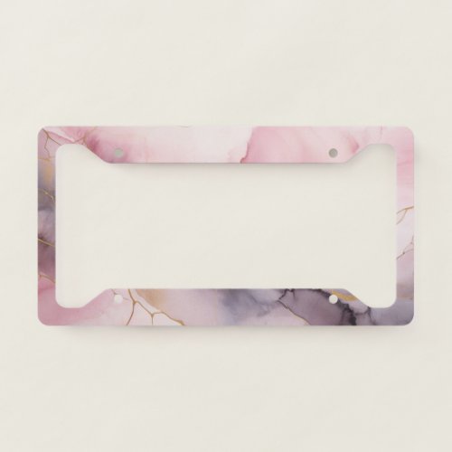 Pink Alcohol Ink Trendy License Plate Frame