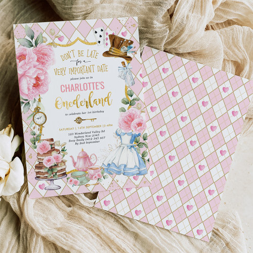 Pink Alice in Onederland 1st Birthday Tea Party