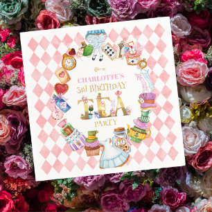 Pink Alice in Wonderland 3rd Birthday Napkins